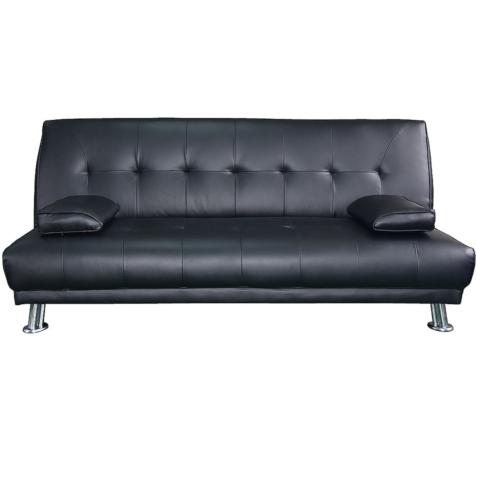 Sarantino Manhattan Sofa Bed Faux Leather Lounge Couch Futon Furniture Suite - Black - Cosy Abode