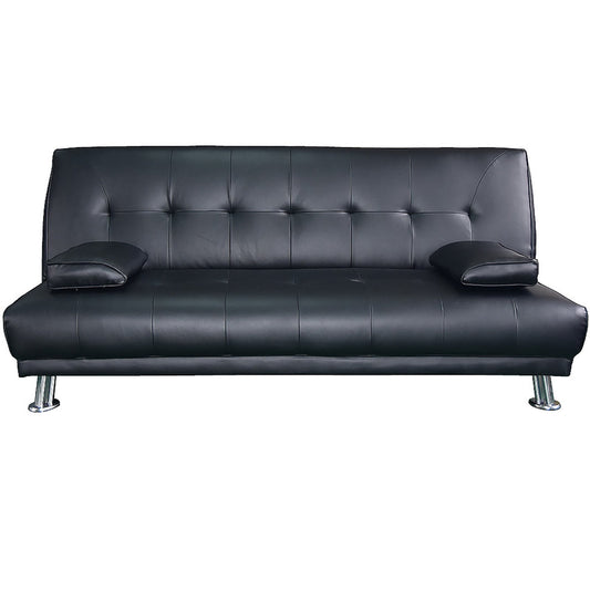 Sarantino Manhattan Sofa Bed Faux Leather Lounge Couch Futon Furniture Suite - Black - Cosy Abode