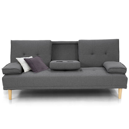 Sarantino Rochester Linen Fabric Sofa Bed Lounge Couch Futon Furniture Suite - Dark Grey - Cosy Abode