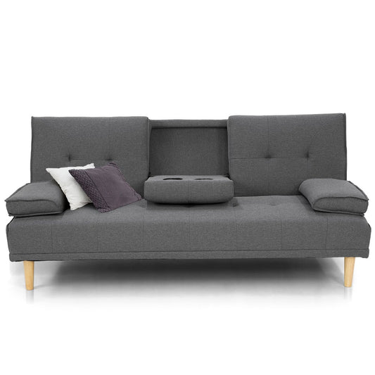 Sarantino Rochester Linen Fabric Sofa Bed Lounge Couch Futon Furniture Suite - Dark Grey - Cosy Abode