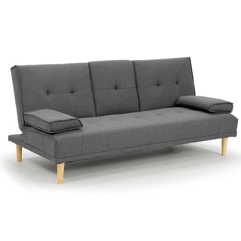 Sarantino Rochester Linen Fabric Sofa Bed Lounge Couch Futon Furniture Suite - Dark Grey - Cosy Abode