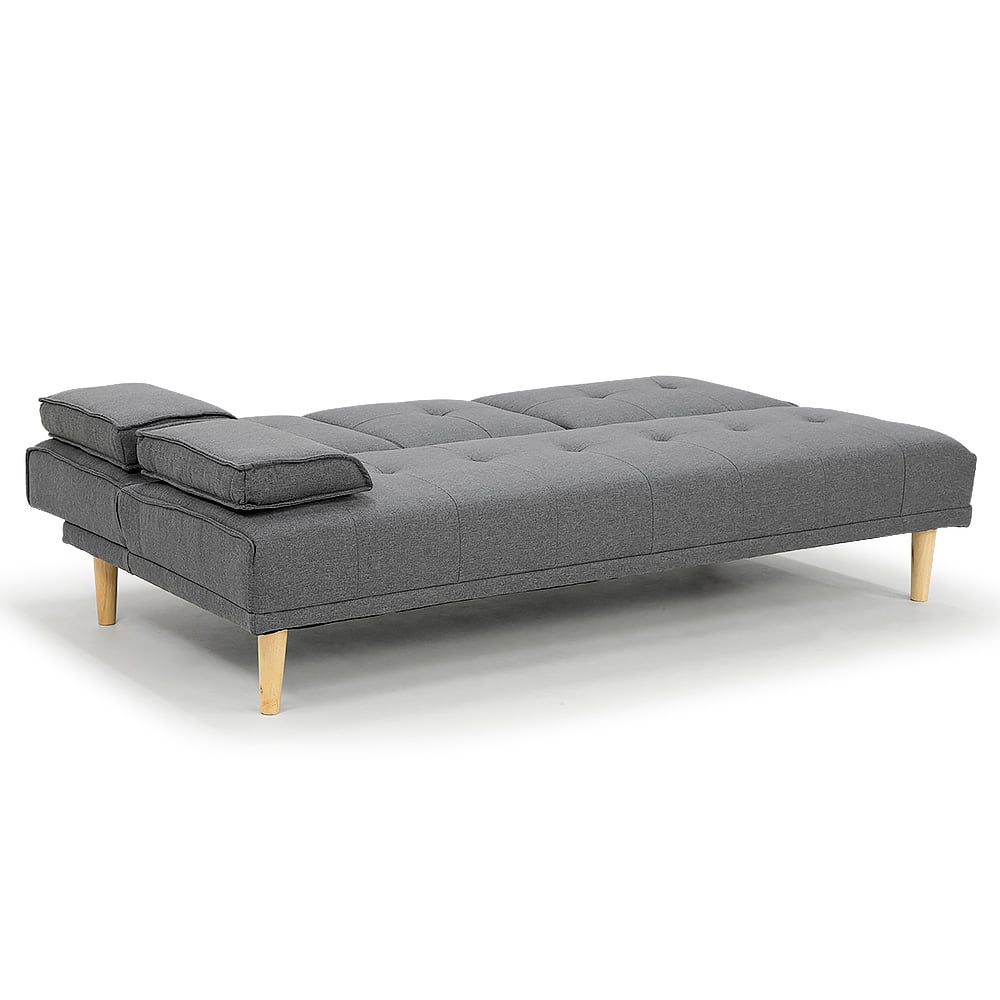 Sarantino Rochester Linen Fabric Sofa Bed Lounge Couch Futon Furniture Suite - Dark Grey - Cosy Abode