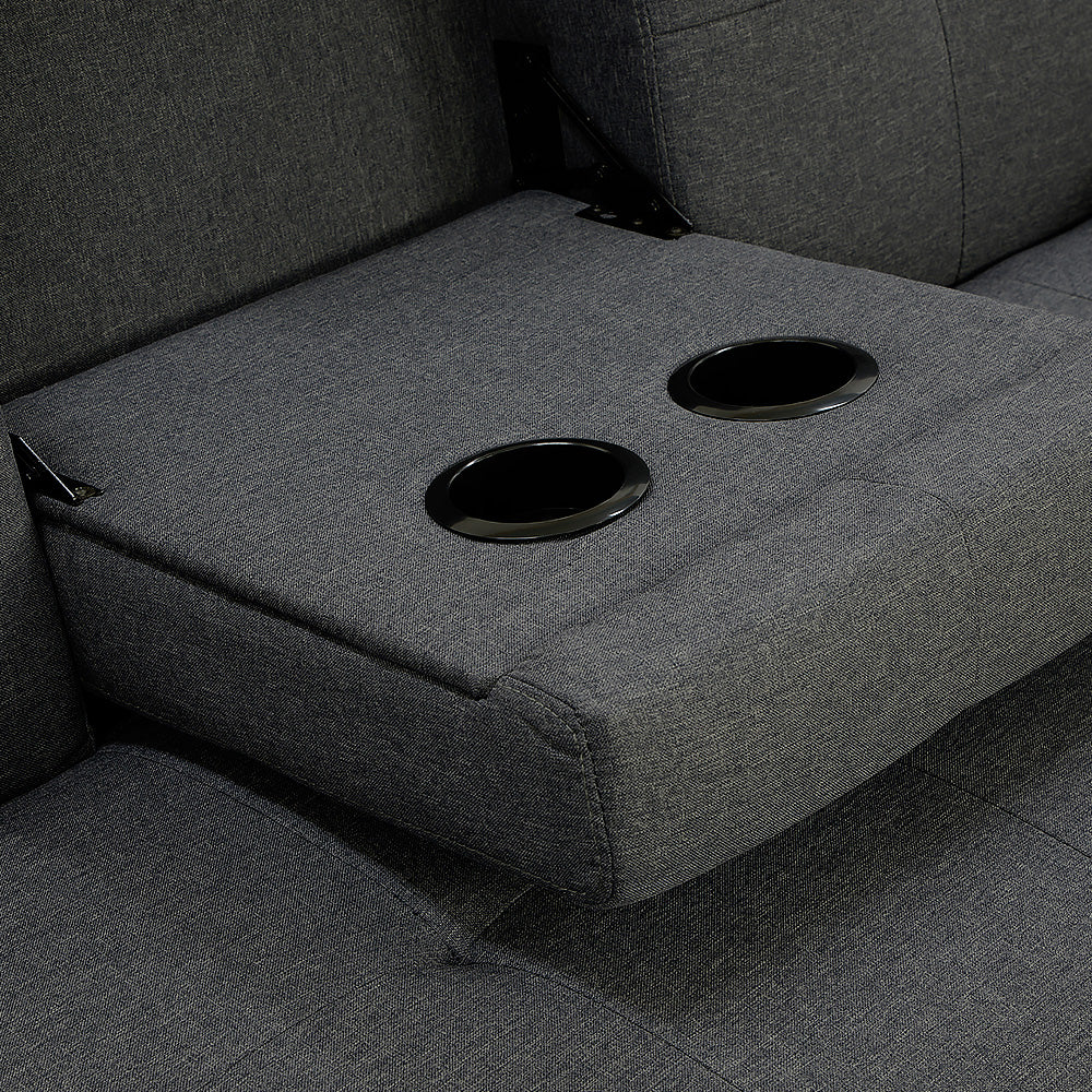 Sarantino Rochester Linen Fabric Sofa Bed Lounge Couch Futon Furniture Suite - Dark Grey - Cosy Abode