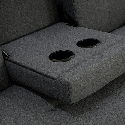 Sarantino Rochester Linen Fabric Sofa Bed Lounge Couch Futon Furniture Suite - Dark Grey - Cosy Abode