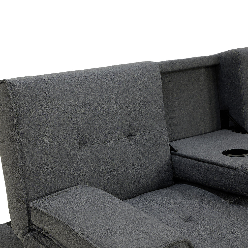 Sarantino Rochester Linen Fabric Sofa Bed Lounge Couch Futon Furniture Suite - Dark Grey - Cosy Abode