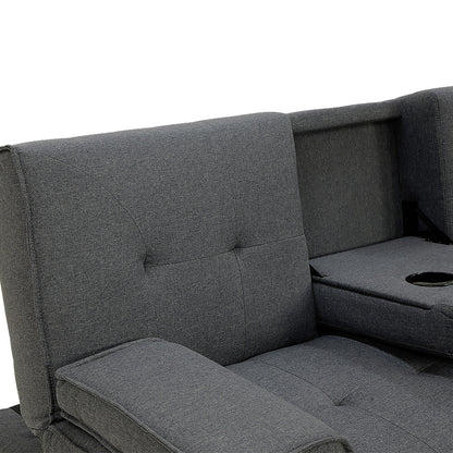 Sarantino Rochester Linen Fabric Sofa Bed Lounge Couch Futon Furniture Suite - Dark Grey - Cosy Abode