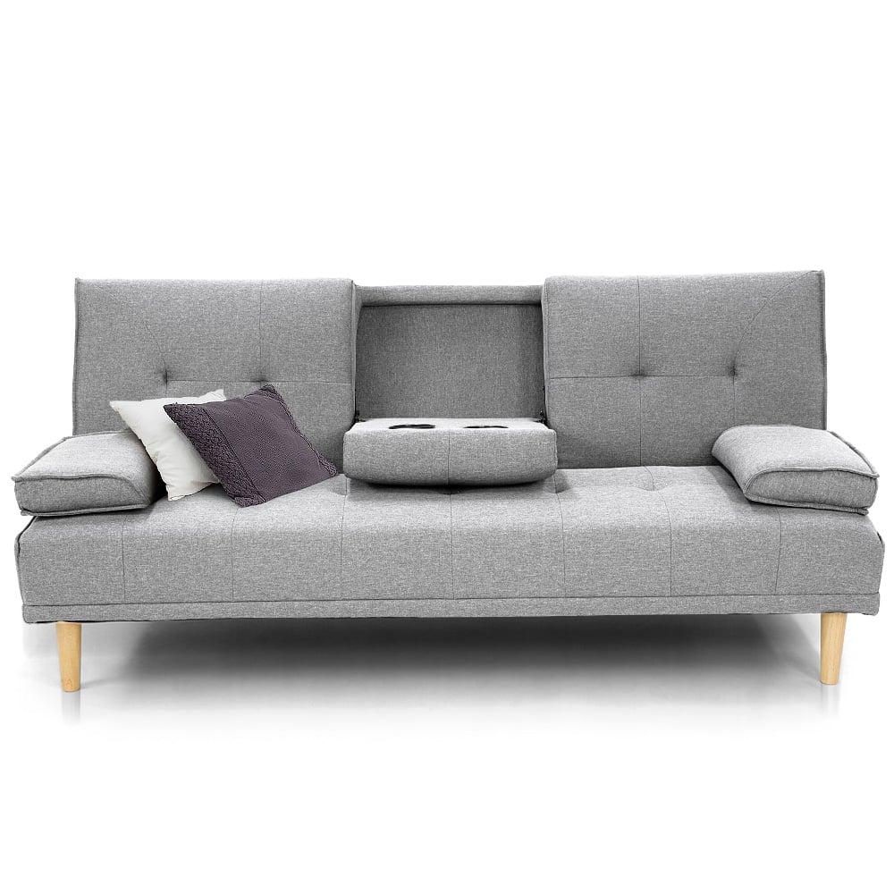 Sarantino Rochester Linen Fabric Sofa Bed Lounge Couch Futon Furniture Suite - Light Grey - Cosy Abode