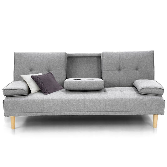 Sarantino Rochester Linen Fabric Sofa Bed Lounge Couch Futon Furniture Suite - Light Grey - Cosy Abode