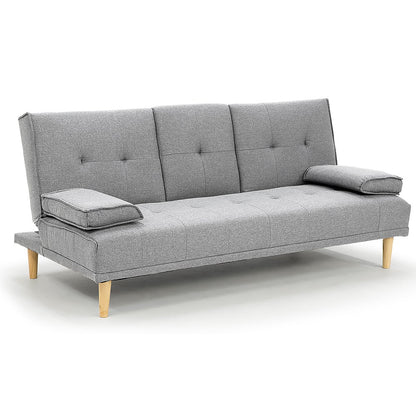 Sarantino Rochester Linen Fabric Sofa Bed Lounge Couch Futon Furniture Suite - Light Grey - Cosy Abode