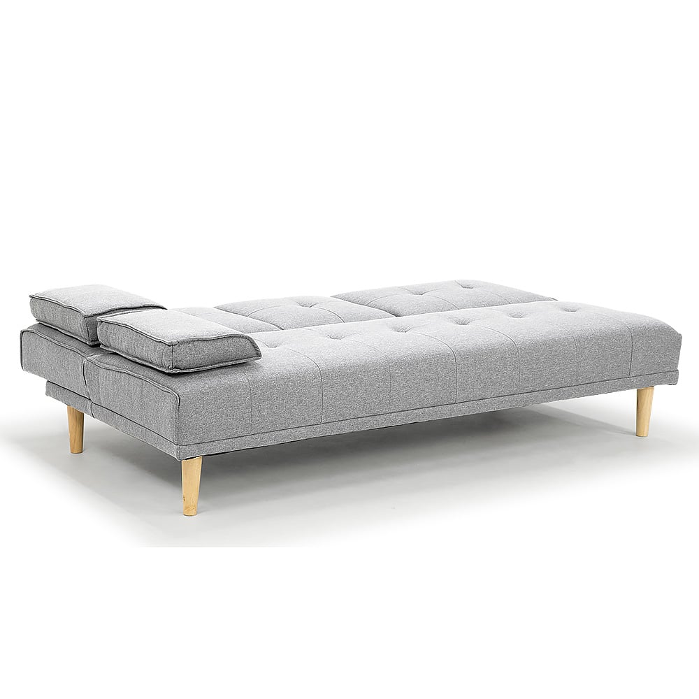 Sarantino Rochester Linen Fabric Sofa Bed Lounge Couch Futon Furniture Suite - Light Grey - Cosy Abode