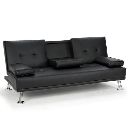 Sarantino Rochester Faux Leather Sofa Bed Lounge Couch Futon Furniture Suite - Black - Cosy Abode