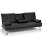 Sarantino Rochester Faux Leather Sofa Bed Lounge Couch Futon Furniture Suite - Black - Cosy Abode