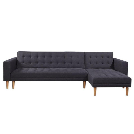 Sarantino Linen Fabric Corner Sofa Bed Couch Lounge With Chaise Furniture - Dark Grey - Cosy Abode