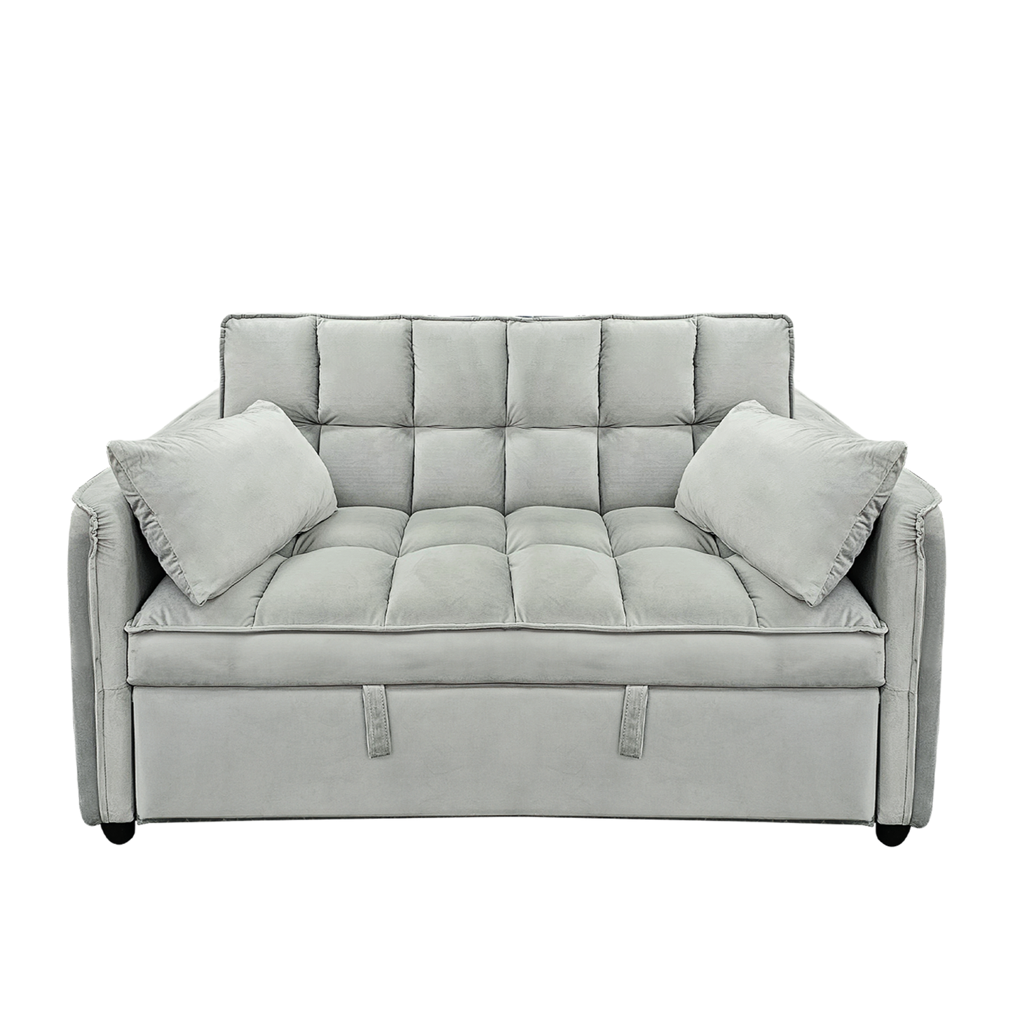 Sarantino Quincy 2-Seater Velvet Sofa Bed in Dark Grey with Wooden Frame and Tufted Design - Light Grey - Cosy Abode