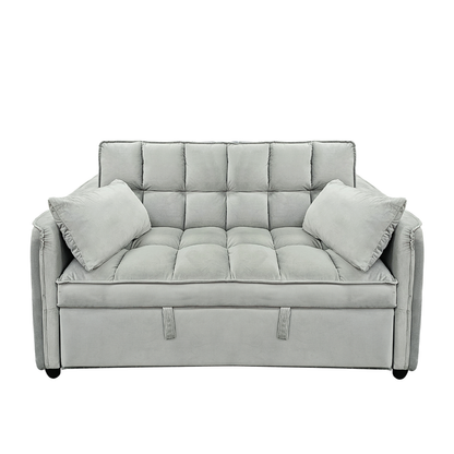 Sarantino Quincy 2-Seater Velvet Sofa Bed in Dark Grey with Wooden Frame and Tufted Design - Light Grey - Cosy Abode