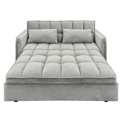 Sarantino Quincy 2-Seater Velvet Sofa Bed in Dark Grey with Wooden Frame and Tufted Design - Light Grey - Cosy Abode