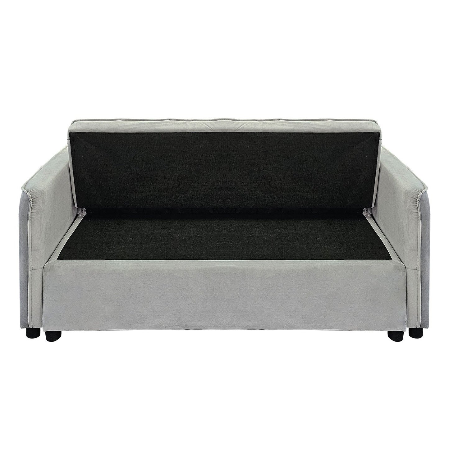 Sarantino Quincy 2-Seater Velvet Sofa Bed in Dark Grey with Wooden Frame and Tufted Design - Light Grey - Cosy Abode