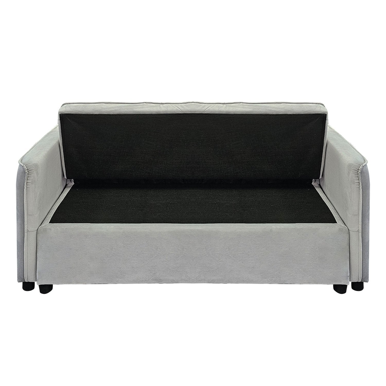 Sarantino Quincy 2-Seater Velvet Sofa Bed in Dark Grey with Wooden Frame and Tufted Design - Light Grey - Cosy Abode