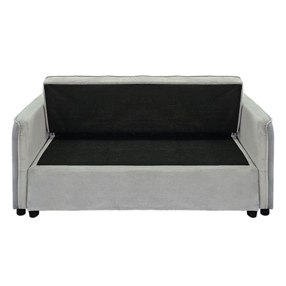 Sarantino Quincy 2-Seater Velvet Sofa Bed in Dark Grey with Wooden Frame and Tufted Design - Light Grey - Cosy Abode