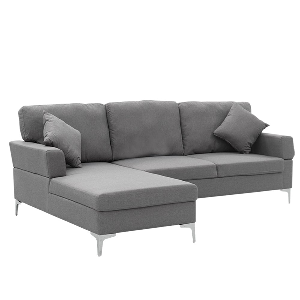 Sarantino Linen Corner Sofa Couch Lounge L-shape W/right Chaise Seat Dark Grey - Cosy Abode