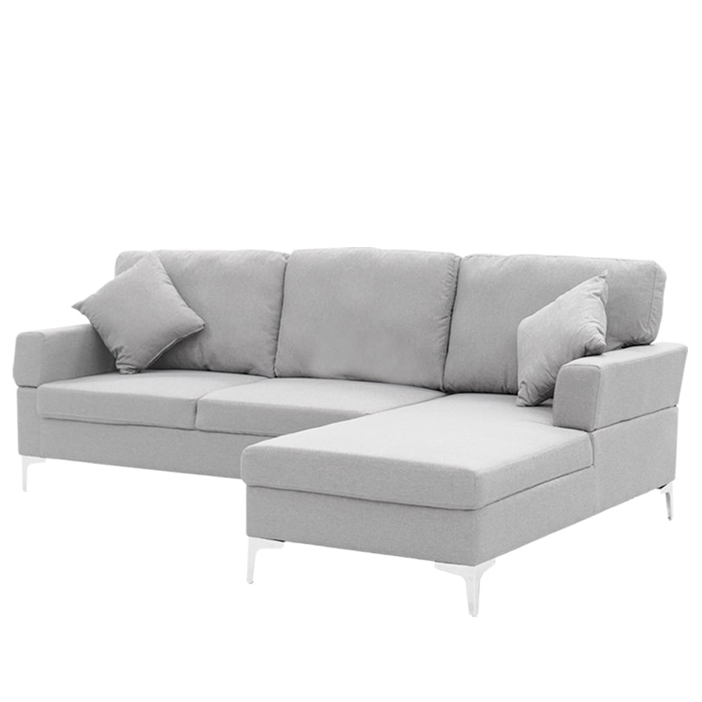 Sarantino Linen Corner Sofa Couch Lounge L-shape W/left Chaise Seat Light Grey - Cosy Abode