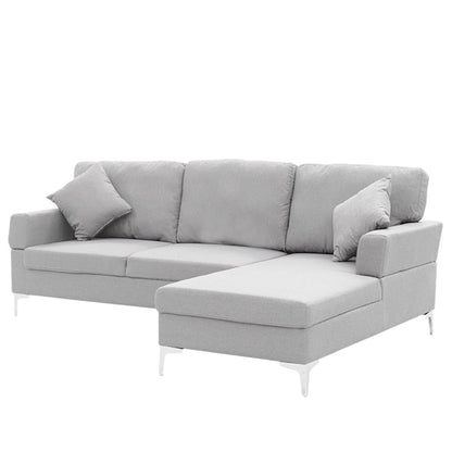 Sarantino Linen Corner Sofa Couch Lounge L-shape W/left Chaise Seat Light Grey - Cosy Abode