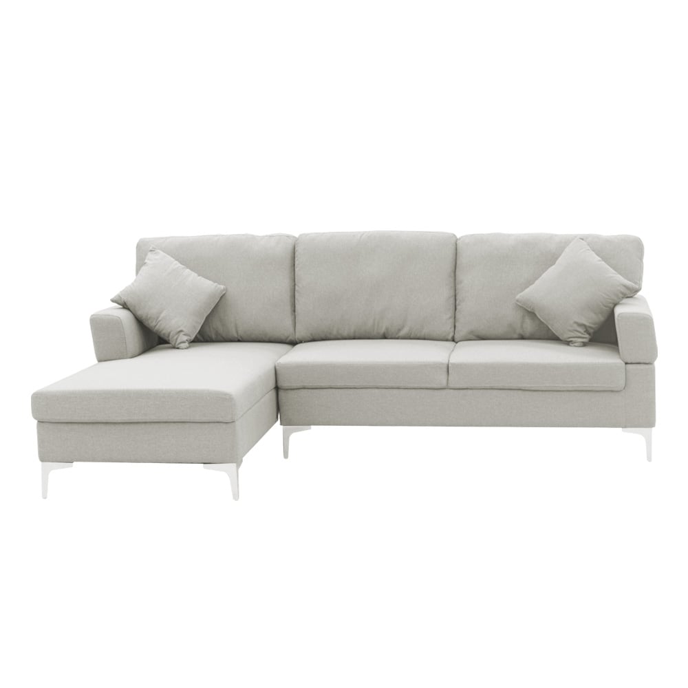 Sarantino Linen Corner Sofa Couch Lounge L-shape W/right Chaise Seat Light Grey - Cosy Abode