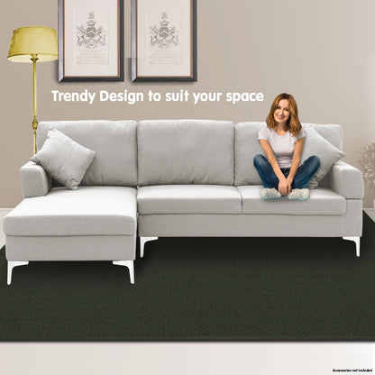 Sarantino Linen Corner Sofa Couch Lounge L-shape W/right Chaise Seat Light Grey - Cosy Abode