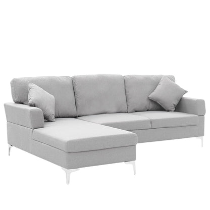 Sarantino Linen Corner Sofa Couch Lounge L-shape W/right Chaise Seat Light Grey - Cosy Abode