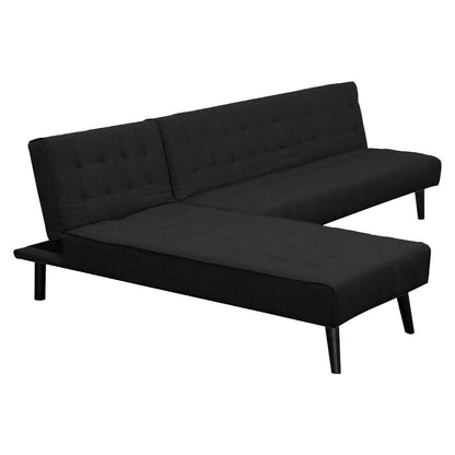Sarantino 3-seater Corner Sofa Bed With Lounge Chaise Couch Furniture Black - Cosy Abode