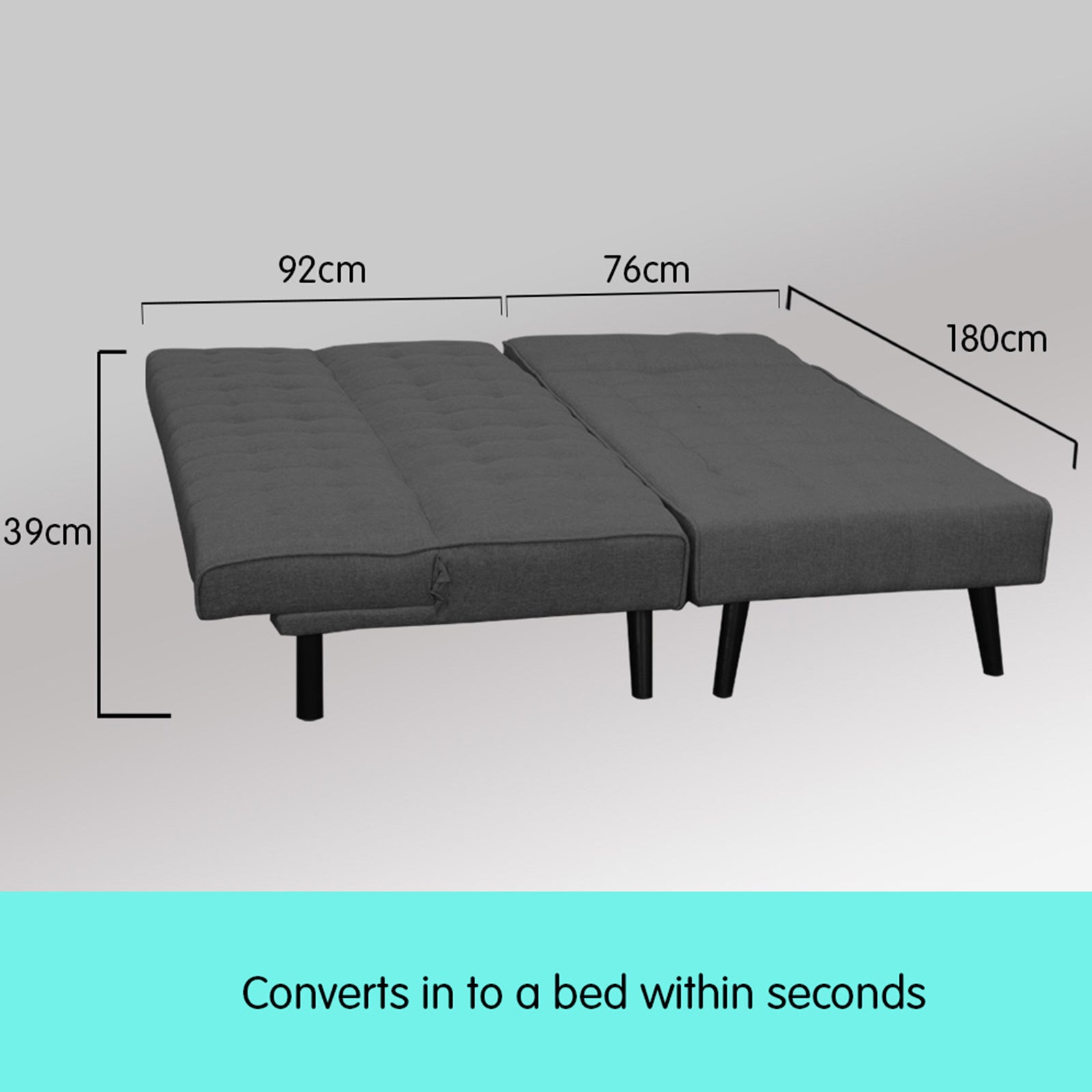 Sarantino 3-seater Corner Sofa Bed Lounge Chaise Couch - Dark Grey - Cosy Abode