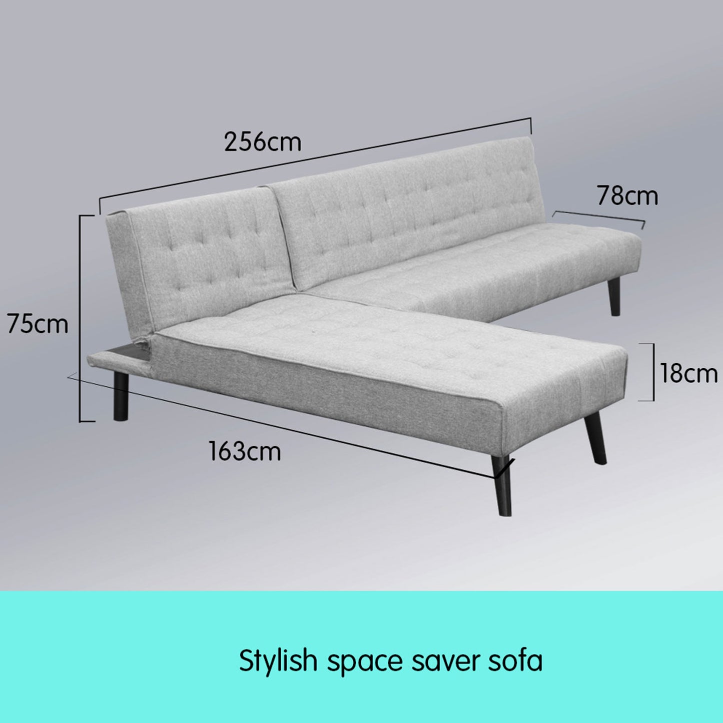 Sarantino 3-seater Corner Sofa Bed With Lounge Chaise Couch Furniture Light Grey - Cosy Abode