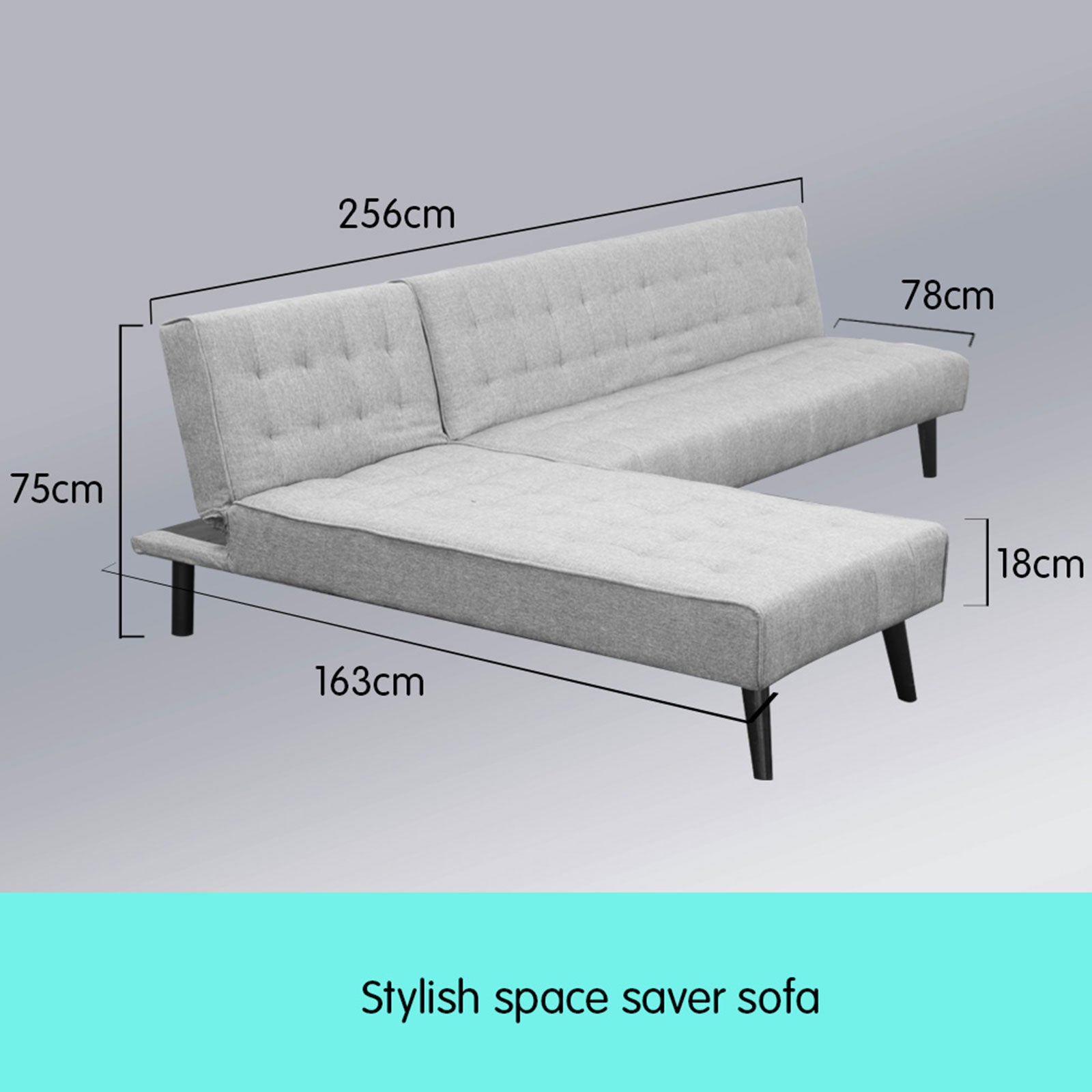 Sarantino 3-seater Corner Sofa Bed With Lounge Chaise Couch Furniture Light Grey - Cosy Abode