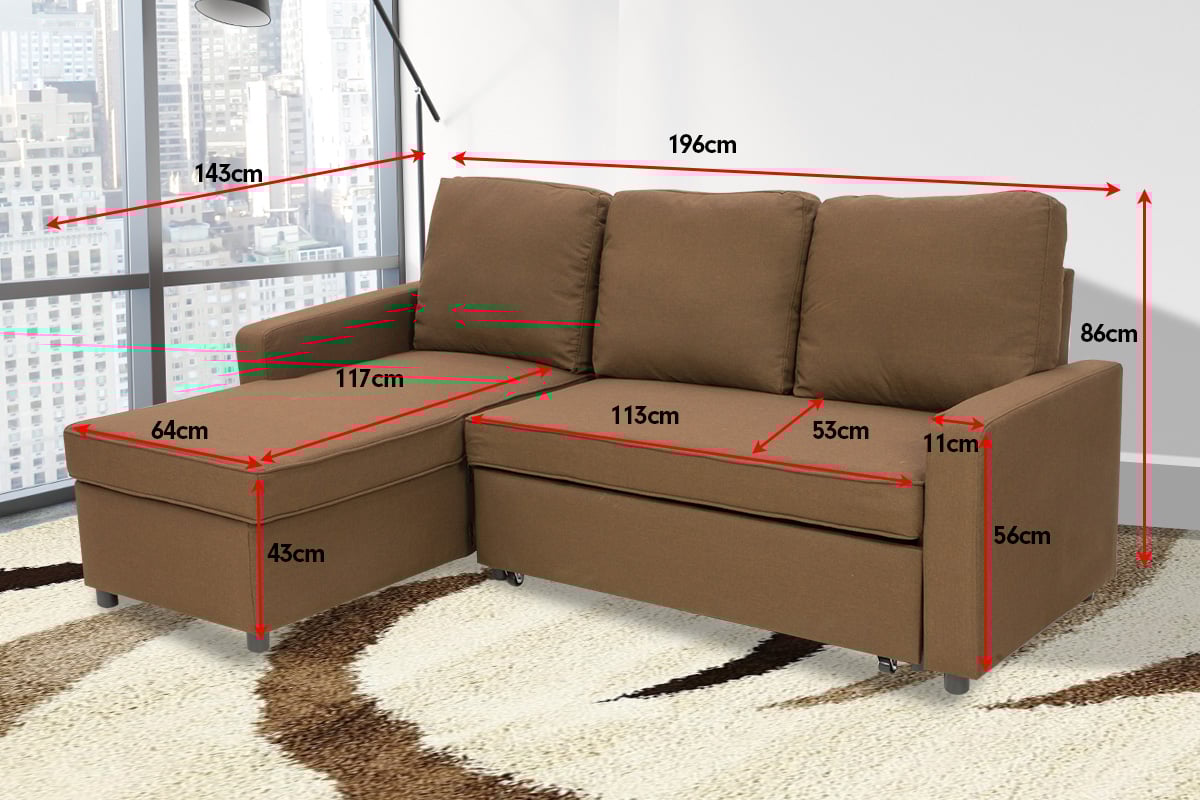 Sarantino Corner Sofa Linen Lounge Couch L-shaped Modular Furniture Chaise Brown - Cosy Abode