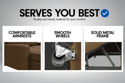 Sarantino Corner Sofa Linen Lounge Couch L-shaped Modular Furniture Chaise Brown - Cosy Abode