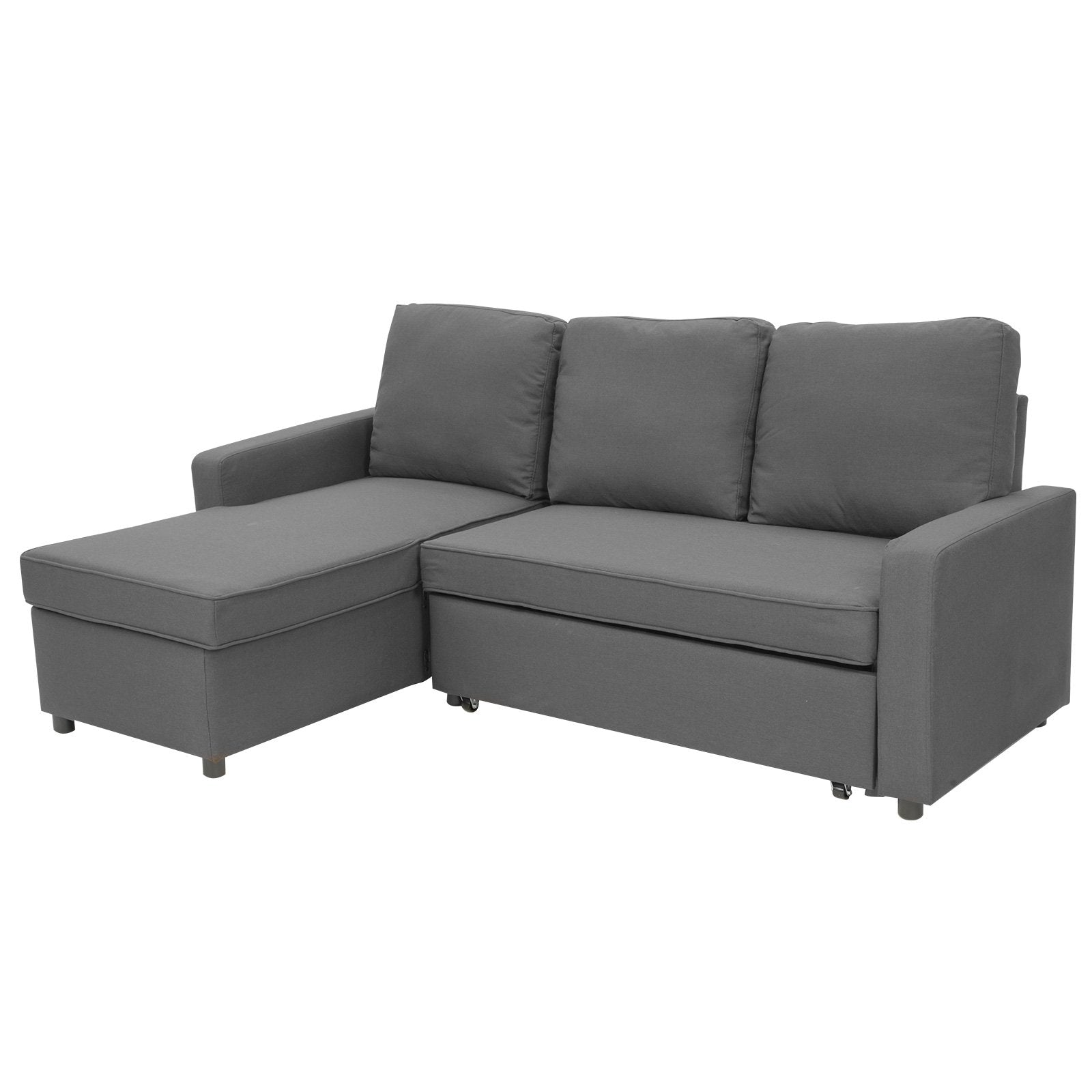 Sarantino 3-seater Corner Sofa Bed With Storage Lounge Chaise Couch - Grey - Cosy Abode