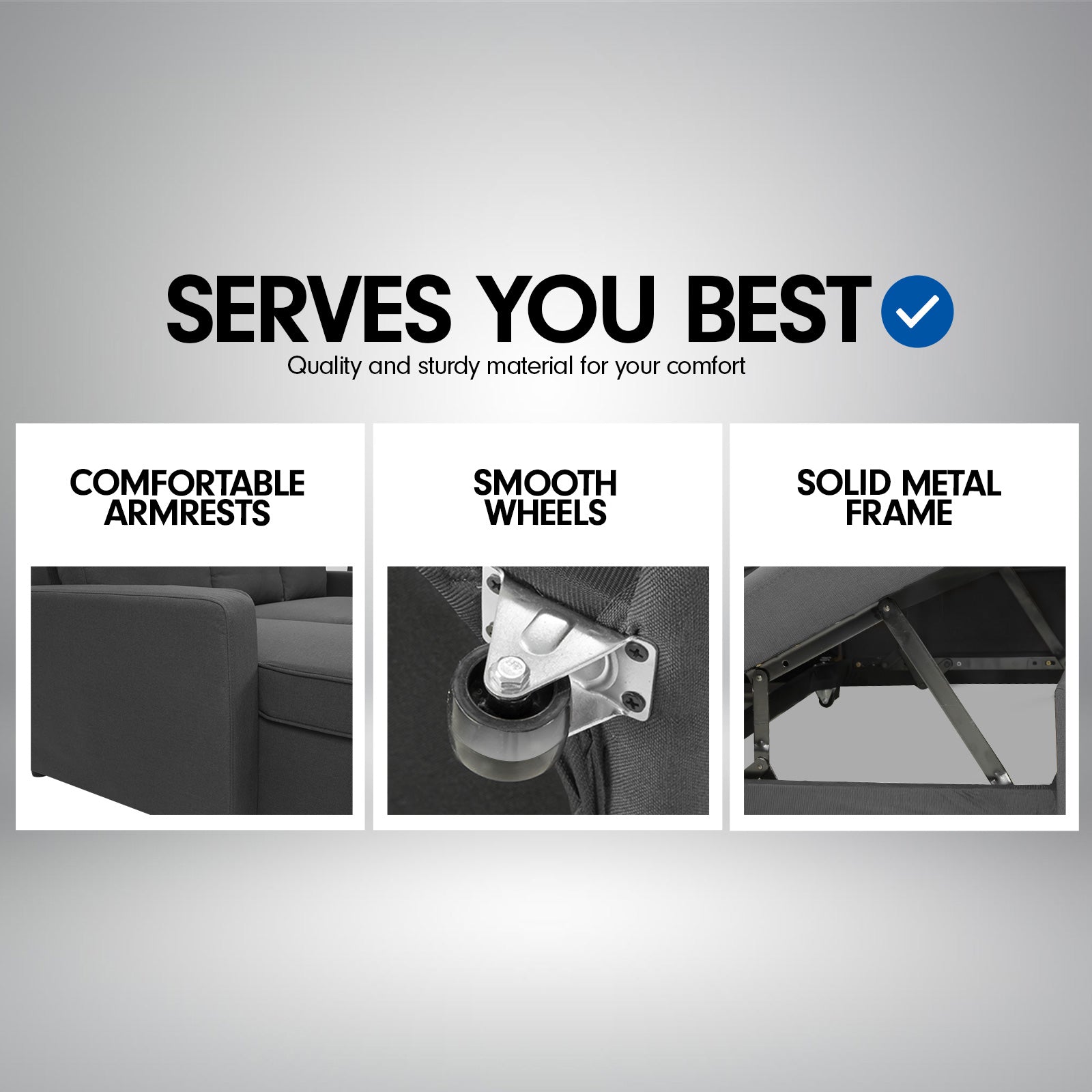 Sarantino 3-seater Corner Sofa Bed With Storage Lounge Chaise Couch - Grey - Cosy Abode