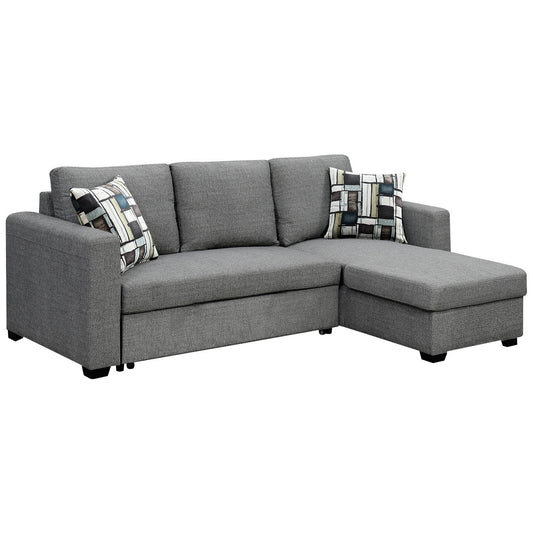 Sarantino Fontana Pullout Sofa Bed with Storage Chaise Lounge - Grey - Cosy Abode