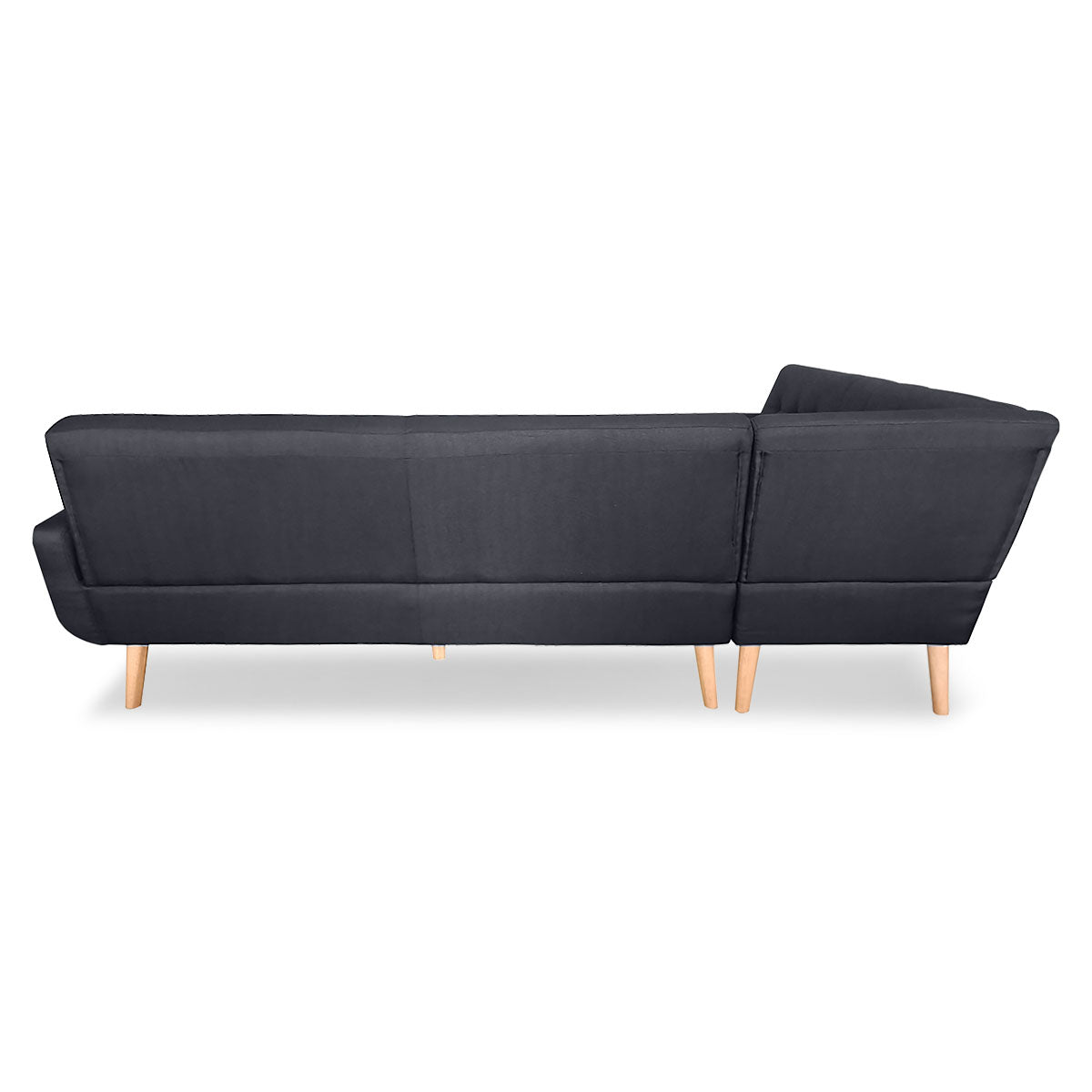 Sarantino Faux Linen Corner Wooden Sofa Futon Lounge L-shaped with Chaise - Black - Cosy Abode