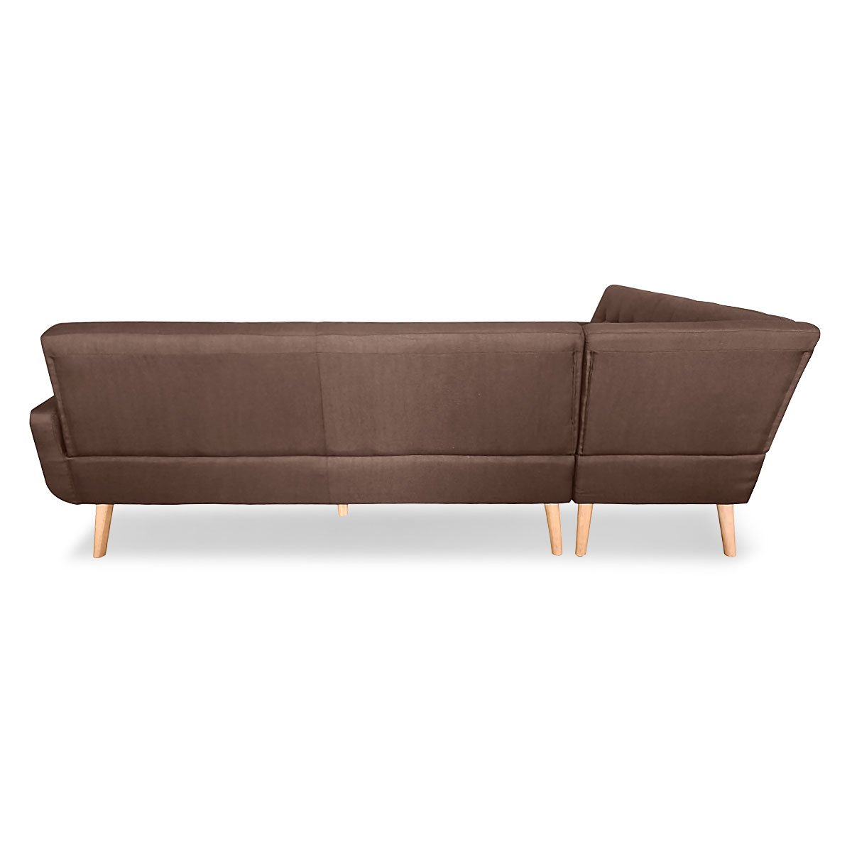 Sarantino Faux Linen Corner Wooden Sofa Lounge L-shaped Futon with Chaise - Brown - Cosy Abode