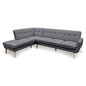 Sarantino Faux Linen Corner Sofa Lounge L-shaped with Chaise Dark Grey - Cosy Abode