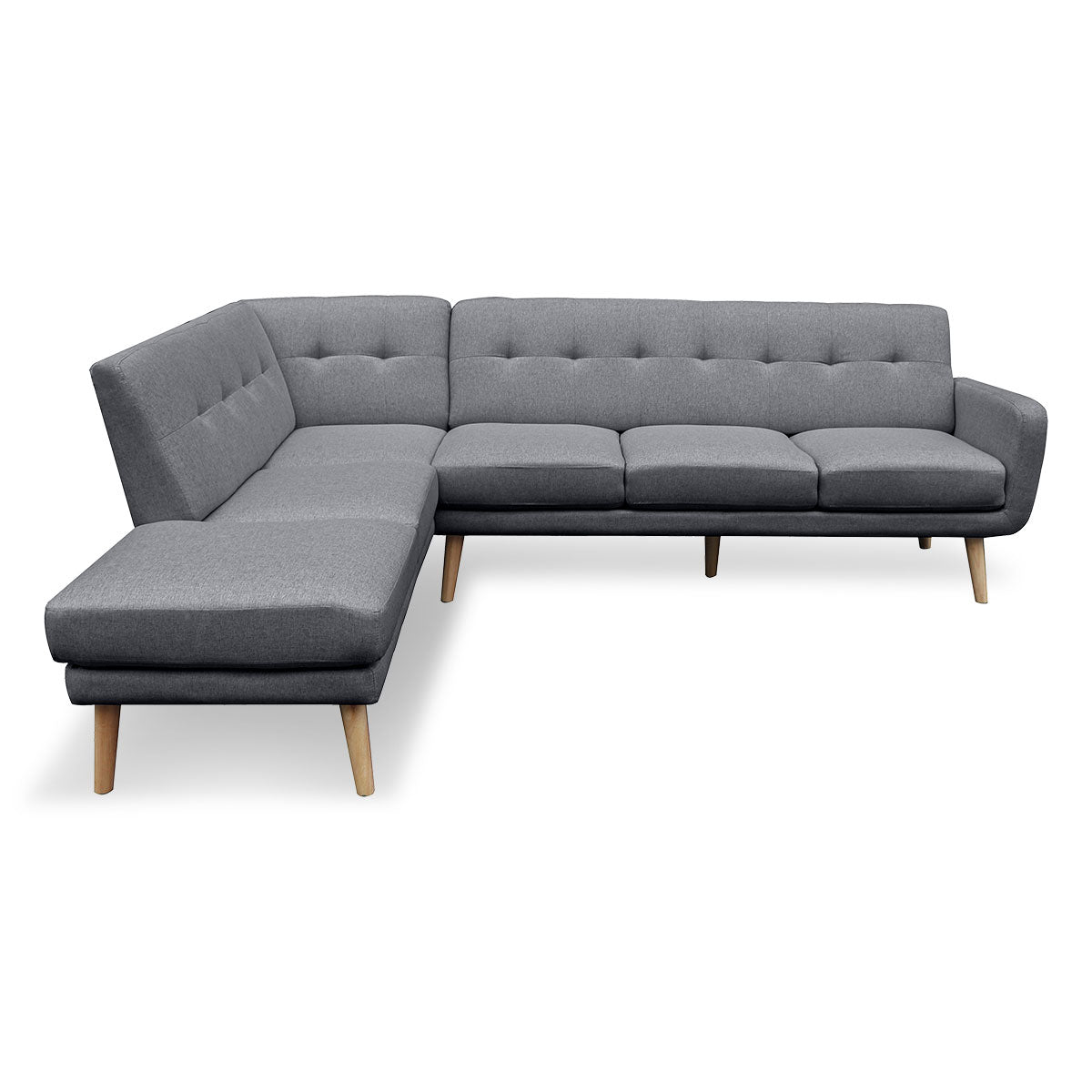 Sarantino Faux Linen Corner Sofa Lounge L-shaped with Chaise Dark Grey - Cosy Abode