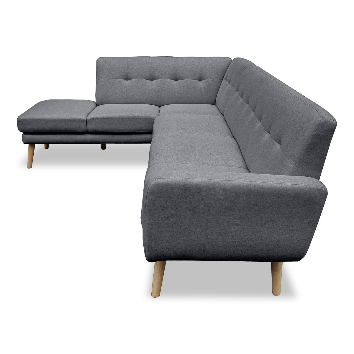 Sarantino Faux Linen Corner Sofa Lounge L-shaped with Chaise Dark Grey - Cosy Abode