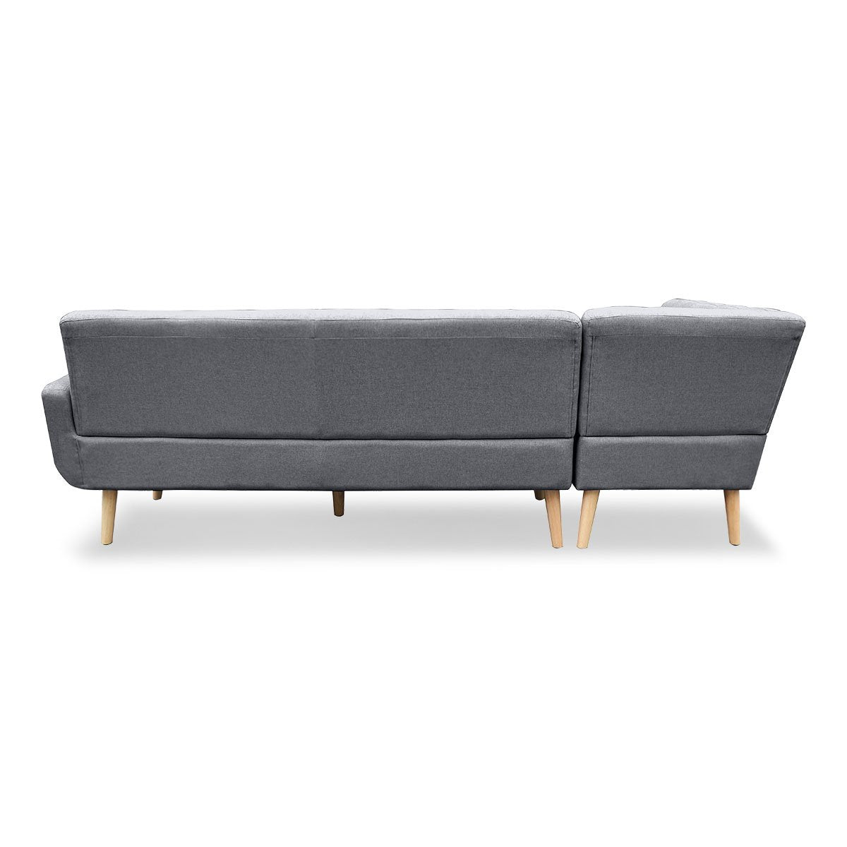 Sarantino Faux Linen Corner Sofa Lounge L-shaped with Chaise Dark Grey - Cosy Abode