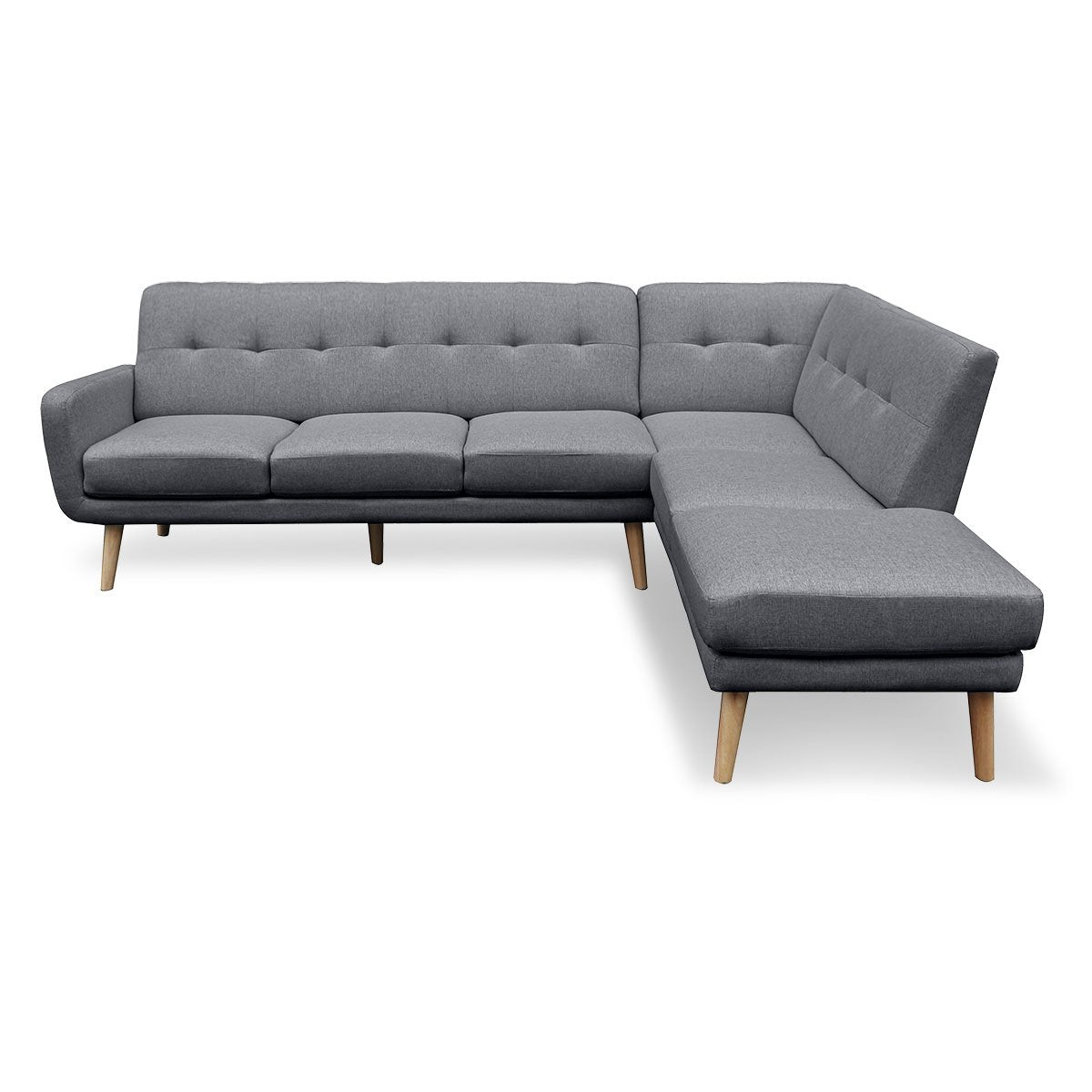 Sarantino Faux Linen Corner Sofa Lounge L-shaped with Chaise Dark Grey - Cosy Abode