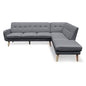 Sarantino Faux Linen Corner Sofa Lounge L-shaped with Chaise Dark Grey - Cosy Abode