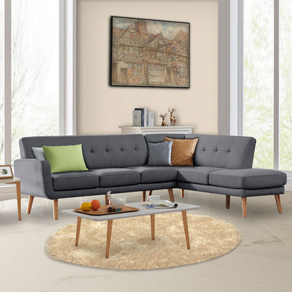 Sarantino Faux Linen Corner Sofa Lounge L-shaped with Chaise Dark Grey - Cosy Abode