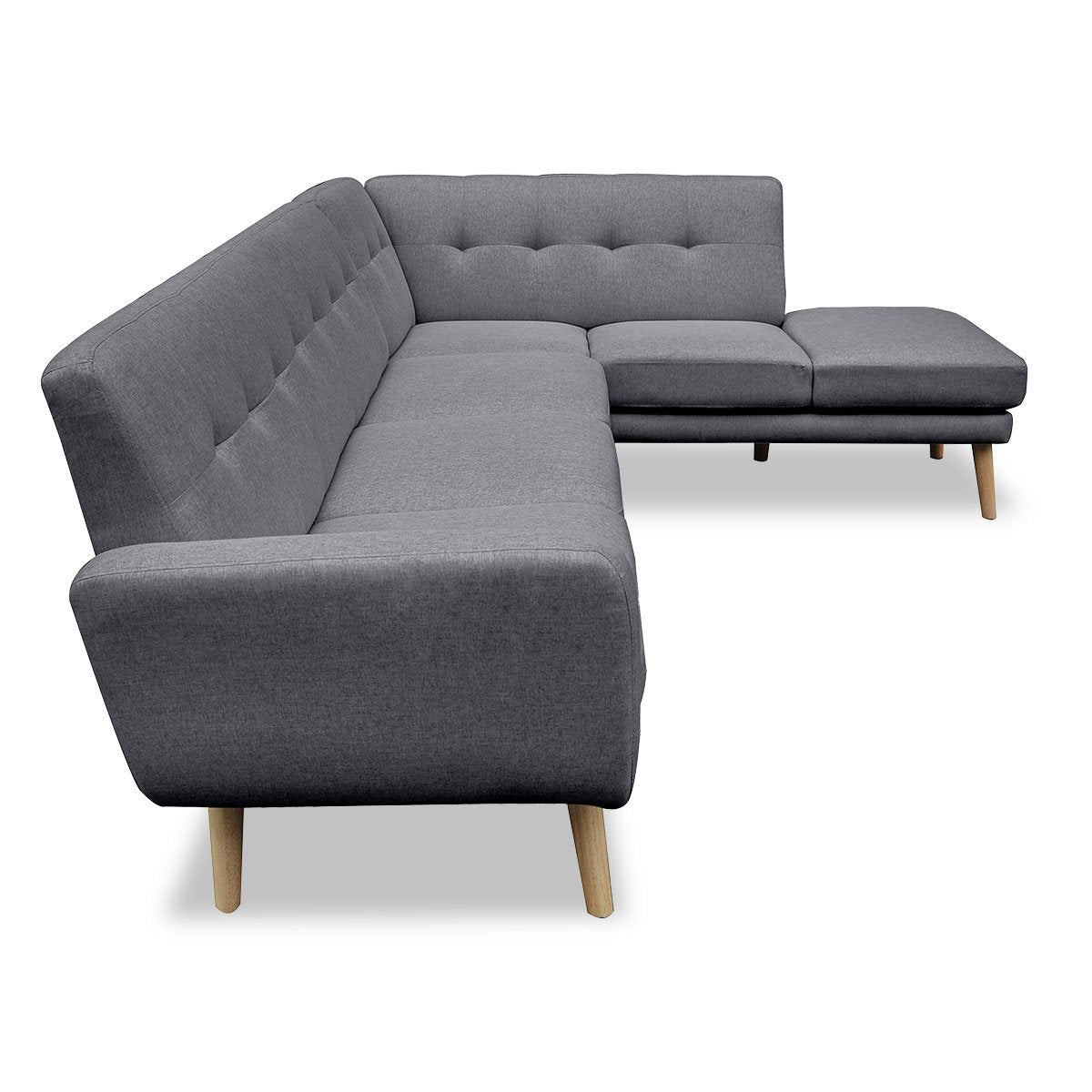 Sarantino Faux Linen Corner Sofa Lounge L-shaped with Chaise Dark Grey - Cosy Abode