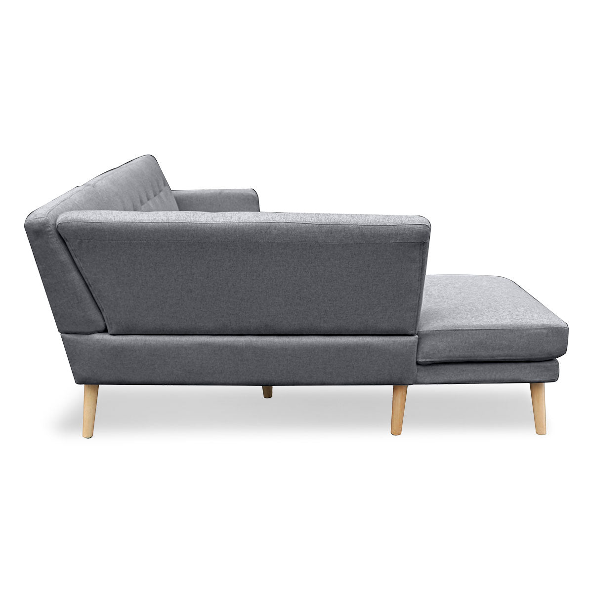 Sarantino Faux Linen Corner Sofa Lounge L-shaped with Chaise Dark Grey - Cosy Abode
