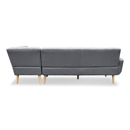 Sarantino Faux Linen Corner Sofa Lounge L-shaped with Chaise Dark Grey - Cosy Abode